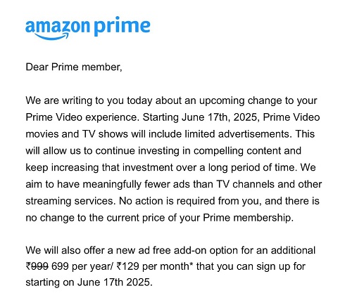 Amazon prime Official email