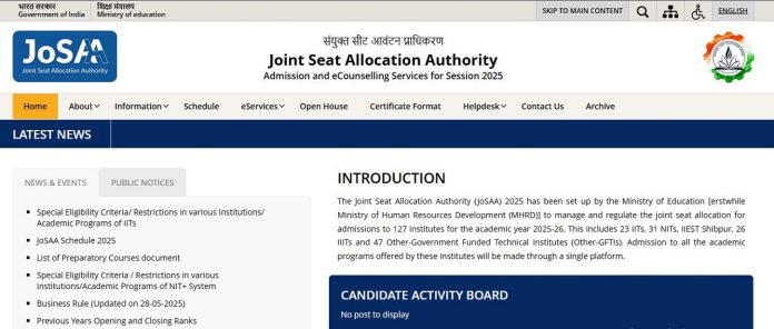 JoSAA Counselling 2025 JoSAA Counselling 2025