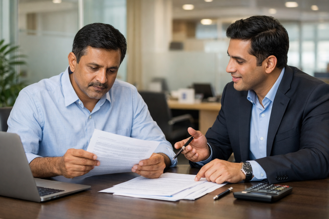 RBI Mis-Selling Rules From July: What Bank Customers Should Know Before Buying Financial Products Indian bank customer checking financial product documents under RBI mis-selling rules before purchasing