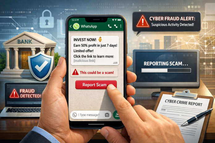 Fake Investment Link On WhatsApp Cyber Fraud Guide Guide to reporting a fake investment link scam on WhatsApp and preventing cyber fraud in India