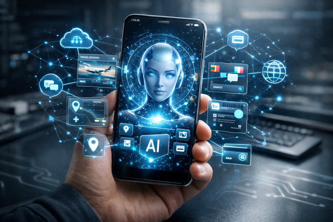 World’s First AI Agentic Phone Launched: Can Step Amoo Work Without Internet? Concept illustration of the STEPX Neo AI smartphone with the Step Amoo agentic AI assistant performing multiple tasks.