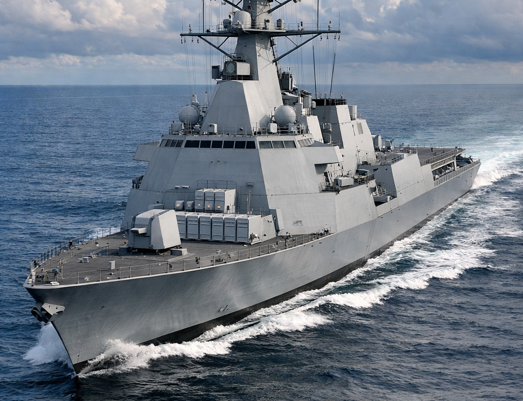 Project 18A, 15C, and 17B: What Are The Three Warship Classes India May Build? Modern guided-missile destroyer sailing in the open sea, representing India's next-generation indigenous naval warship programme.