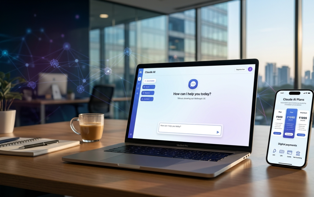 Anthropic Starts India Pricing for Claude AI: Is Claude Pro Now ₹2,000 Per Month? Anthropic Claude AI subscription pricing in Indian rupees displayed on a laptop and smartphone