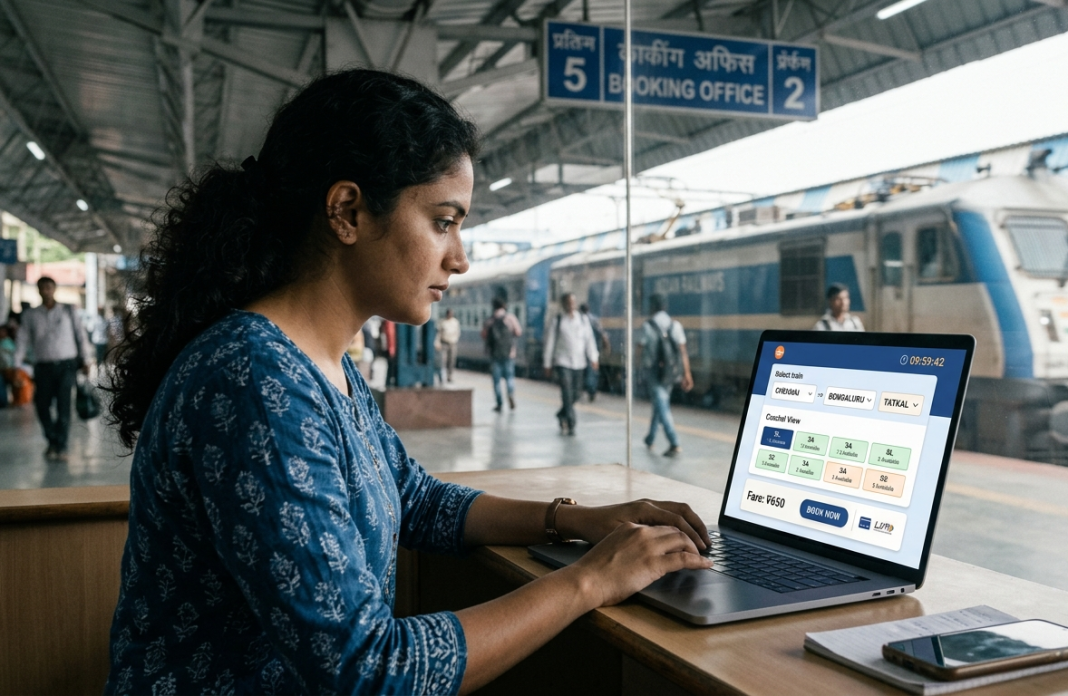 IRCTC New Website: Will Tatkal Booking Become Faster From July 15? Passenger booking an IRCTC Tatkal train ticket using the redesigned railway reservation website