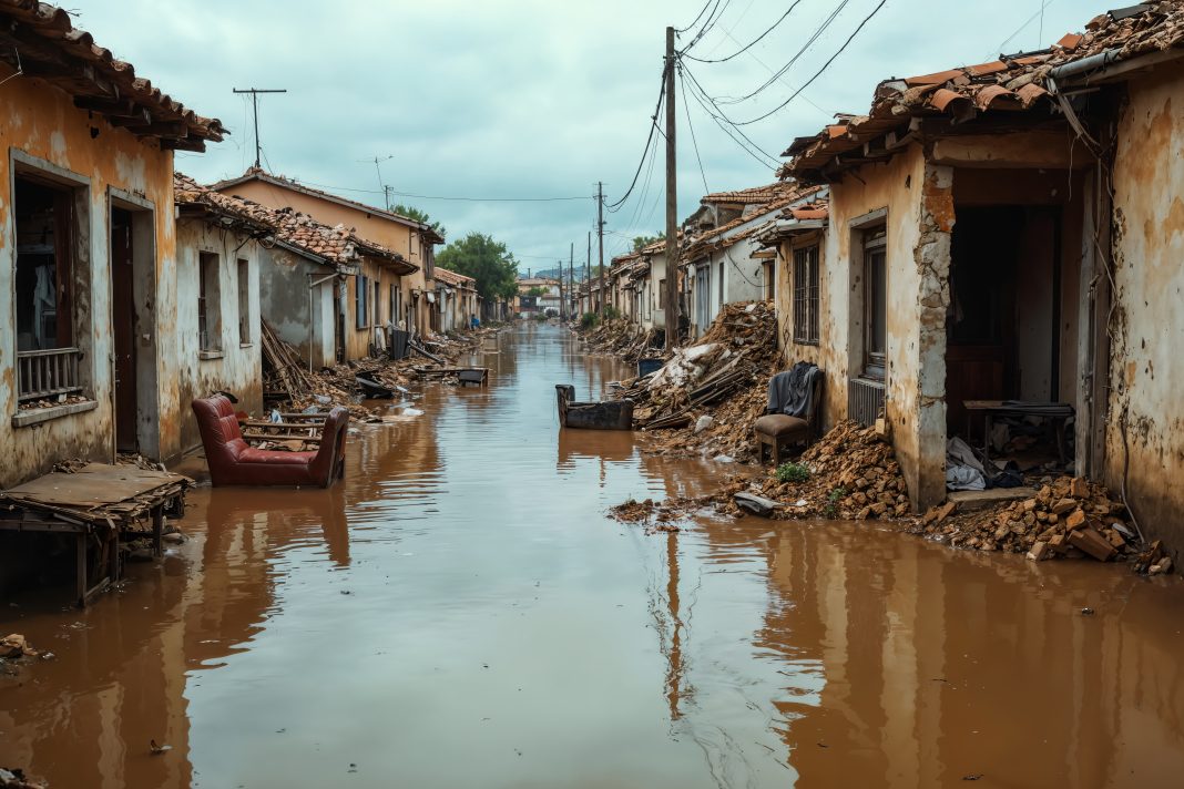 Walking Through Floodwater? 6 Electric Shock Safety Rules Indians Must Follow During Heavy Rain Person walking through a flooded street during heavy monsoon rain while avoiding electric shock hazards near waterlogged roads.