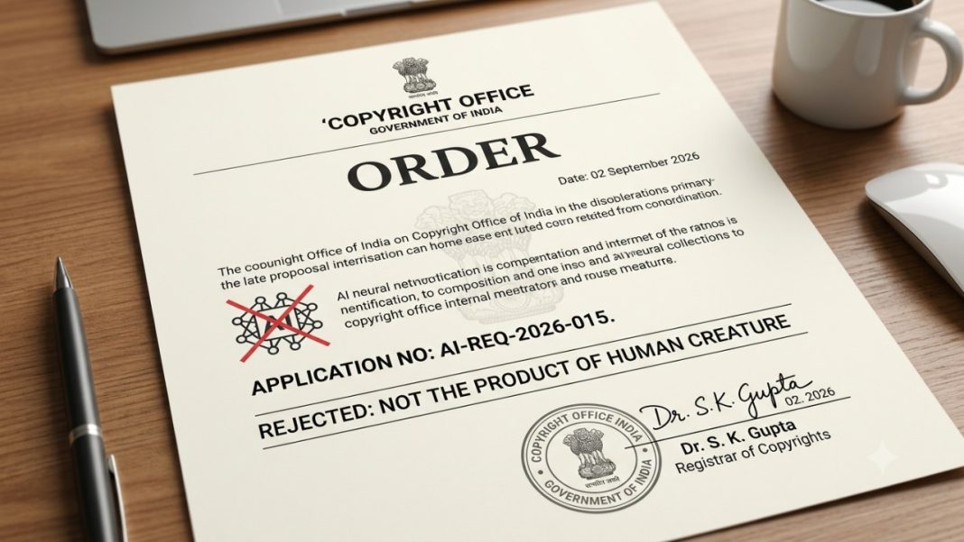 India Copyright Office Rejects AI System DABUS As An Author: Can Artificial Intelligence Ever Legally Own Copyright In India? AI-generated artwork representing the DABUS copyright authorship dispute in India